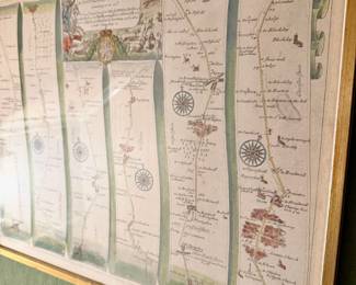 antique "strip map" of the road from Salisbury to Campden