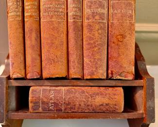 antique, leather-bound reference books