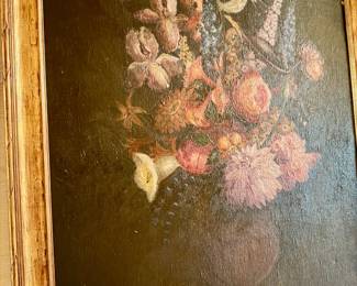 antique oil on canvas still life painting