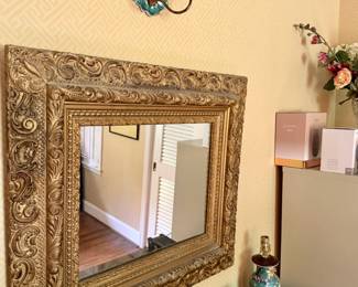 West Frames Bella rectangular mirror in an ornate, antique gold finish