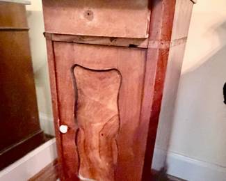 19th-century antique marble-top walnut bedside cabinet