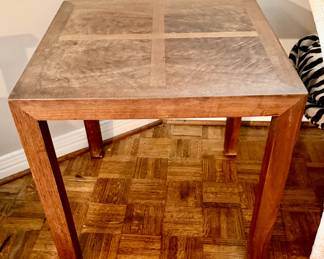 vintage 1960s burlwood Parsons cocktail table