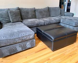 Sectional Sofa with Leather Ottoman 