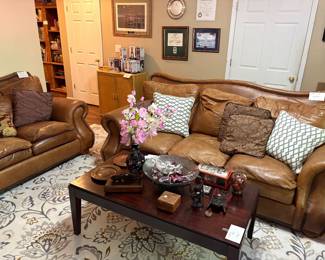 Coffee table, large rug 