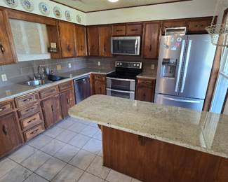 kitchen cabinets filled with glassware