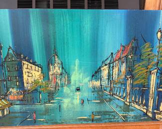 1960s French impressionist cityscape painted by Andre’