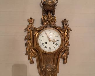 Louis XVI style gilt cartel wall clock