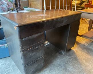 1951 Heywood Wakefield Desk in terrible condition. (Originally Champagne, but my grandma painted it brown.)