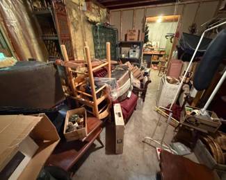 Basement: Chairs, Furniture, Boxes to Explore!