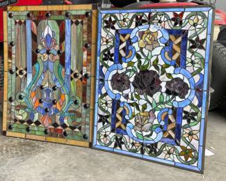 Large (approx 2'x3') Stained Glass Window Hangings