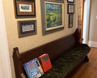 Antique Oak Church Bench 7’