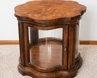Vintage Curved Glass Display Side Table