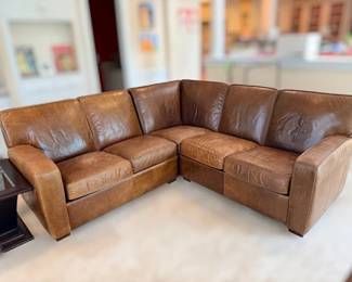 Vintage Crate & Barrel brown leather couch