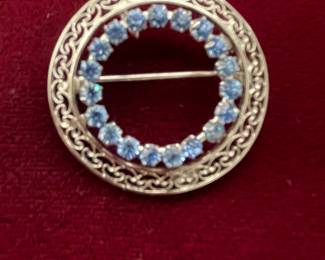 Sterling silver brooch with rhinestones