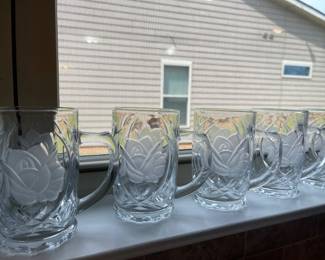 Lovely set of Mikasa rose petal handled glasses