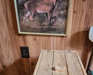 Deer Picture  - Wooden Trash Can