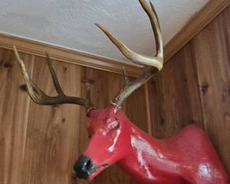 Deer Mount Painted Red