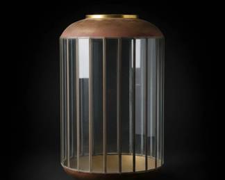 Vintage Brass and Glass Caged Lantern or Candelabra