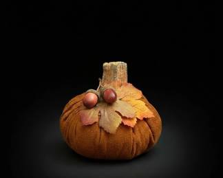 Fabric Pumpkin Decoration with Acorns and Leaves
