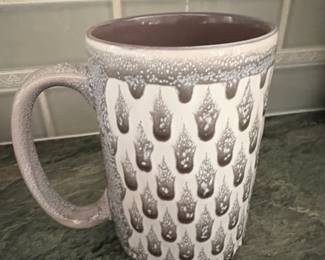Stoneware Mug with Pinecone or Acorn Textured Pattern