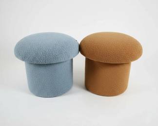 Mushroom Ottoman or Stool Set in Boucle Fabric