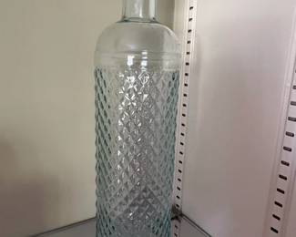 Vintage Diamond Cut Glass Bottle Vase