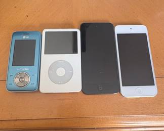 Collection of Vintage LG and Apple Portable Media Players and Phones