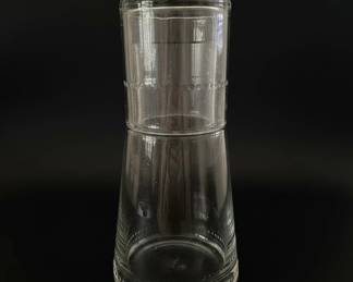 Vintage Clear Glass Embossed Tumble Up Water Carafe and Tumbler Set