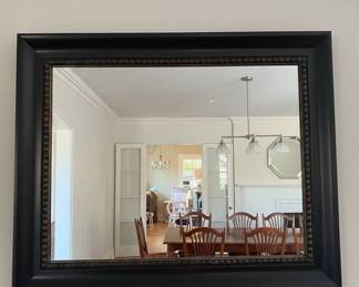 Ornate Black Framed Wall Mirror with Beaded Inner Edge second image