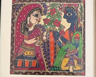 Madhubani Painting of Radha and Krishna