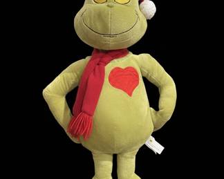 The Grinch Holiday Greeter Plush Toy with Santa Hat and Scarf