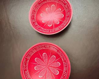Red Carved Soapstone Bowls