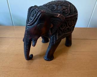 Carved Wood Elephant Figurine