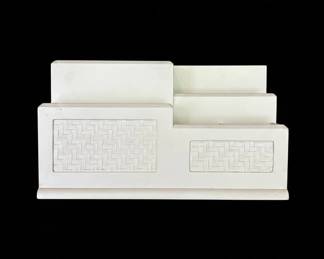 White Woven Inlay Desk Organizer Set