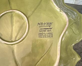 Tabletops Unlimited Nature Collection Hand Painted Leaf Shaped Serving Dish second image