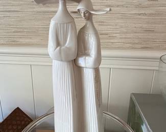 Lladro Two Nuns Porcelain Figurine 