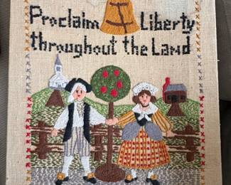 Embroidered Bicentennial Panel Proclaim Liberty
