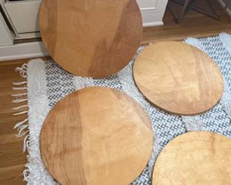 Set of Four Round Wooden Table Tops
