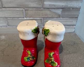 Vintage Christmas Boot Salt and Pepper Shakers