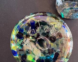 HandBlown Art Glass Tumblers Set of  with Artist Signature