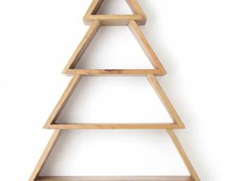 Wooden Tiered Christmas Tree Shelf with Hooks