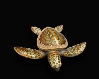 Enamel Hinged Trinket Box Turtle