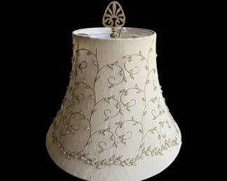 Brass UrnStyle Table Lamp with Embroidered Floral Shade third image