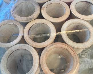 Set of Whitewashed Wooden Napkin Rings