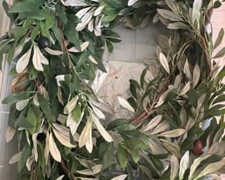 Artificial Olive Branch Wreath with Olives
