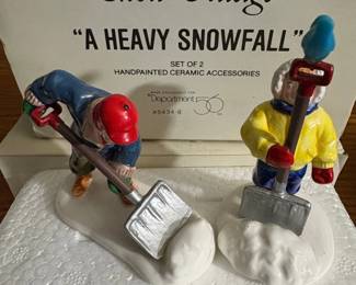 The Original Snow Village A Heavy Snowfall Set of Handpainted Ceramic Accessories
