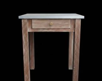 Rustic Farmhouse Side Table with Metal Top