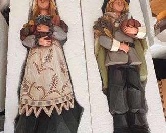 Pacific Rim Cubist Pilgrim Couple Figurines