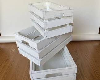 Distressed White Wooden Crates Set of 