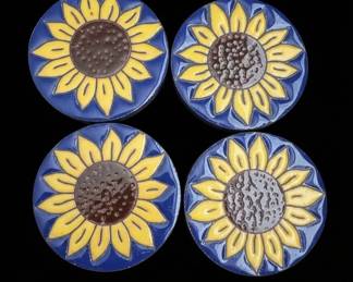 HandPainted Ceramic Sunflower Tiles Set of 